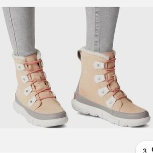 Sorel Women's Winter Boots Snow Nova Sand Sea Salt Explorer 2 Joan Faux Fur